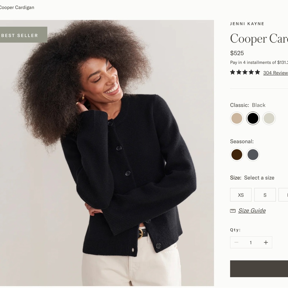 Jenni Kayne Cooper Cardigan - NWT - Black XS